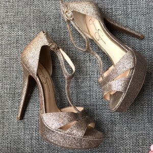 Jessica Simpson Gold Sparkle Heels